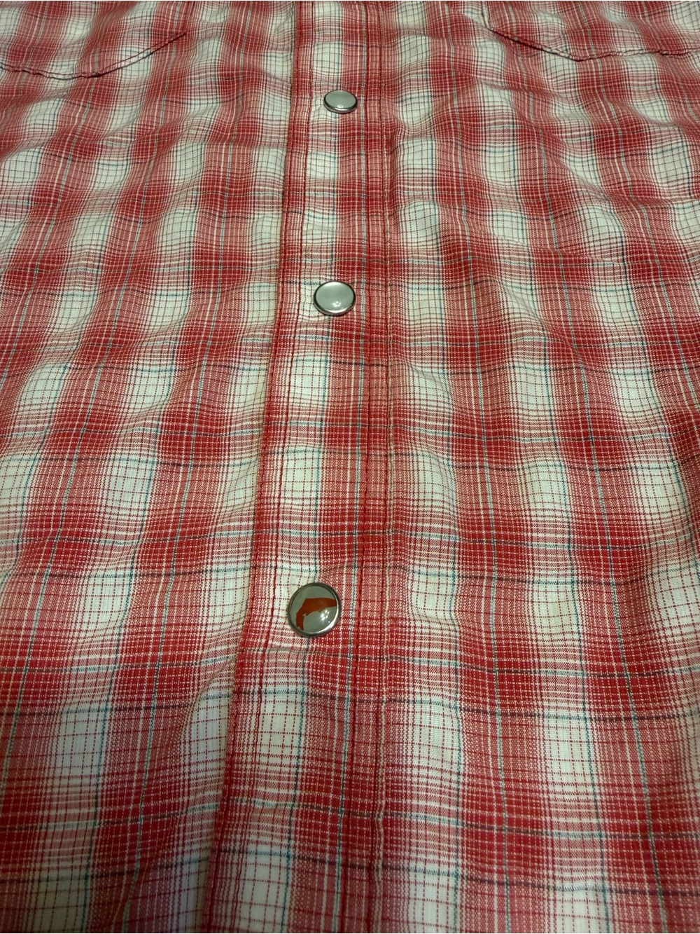 Simms Pearl Snap Plaid Check Vented Fishing Shirt Mens Medium Pink Logo Outdoor - Picture 4 of 11
